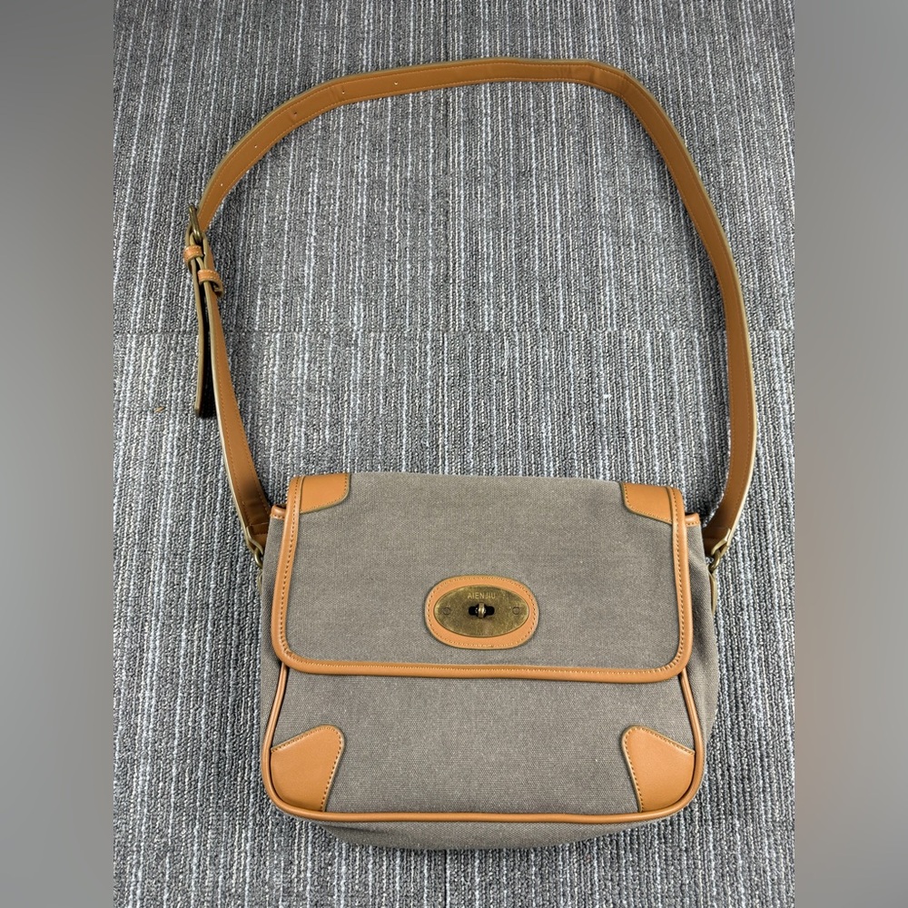 AIENJIU Tan and Brown Messenger Crossbody Bag